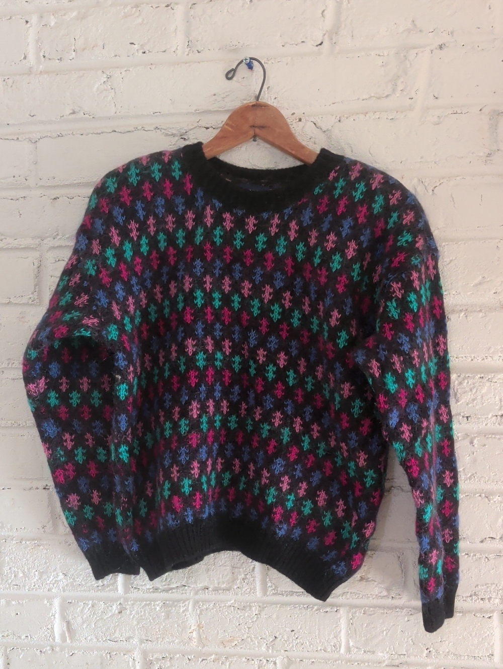 Best America Clothing Co. Multicolor Patterned Sweater With Shoulder Pads